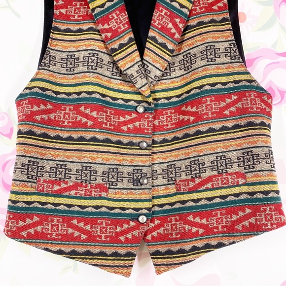 Pendleton Vest Native Aztec Western Print Wool Jacquard Bohemian Boho 12 - Picture 3 of 9